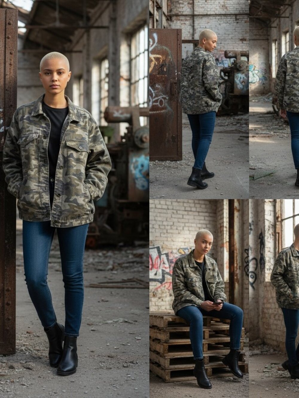 Sky and Sparrow Camo Utility Jacket Womens Medium Button Front Stretch